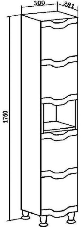 Шкаф пенал Runo Стиль 30 R 00000001122 с бельевой корзиной Белый