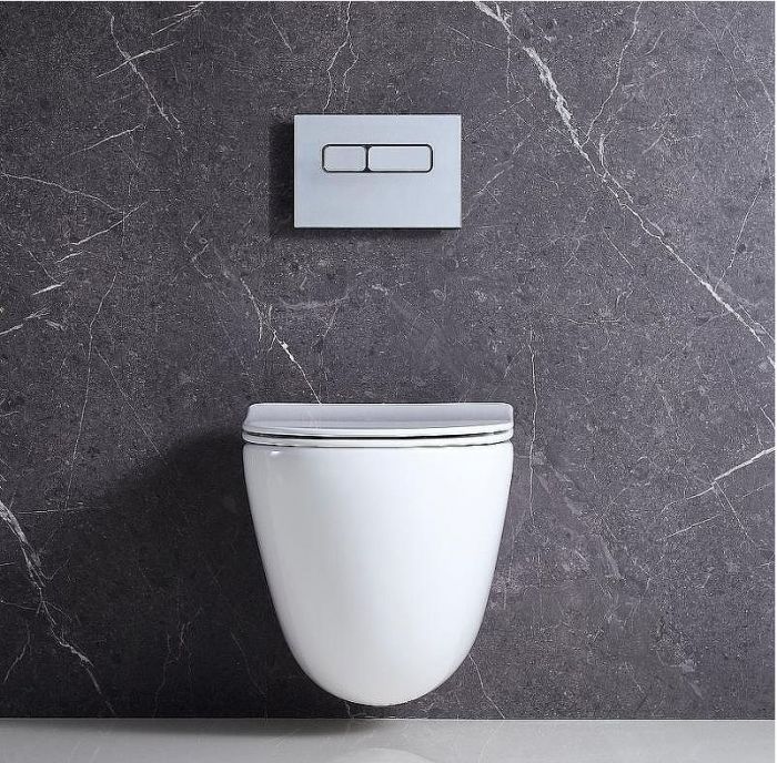 Комплект унитаза BelBagno Amanda BB051CHR+BB051SC с инсталляцией Tece Profil 9400412 с сиденьем Микролифт и клавишей смыва Хром глянцевый