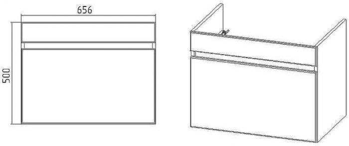 Тумба под раковину VIANT Мальта 70 VMAL70CO-T1YP подвесная Белая Дуб Вотан