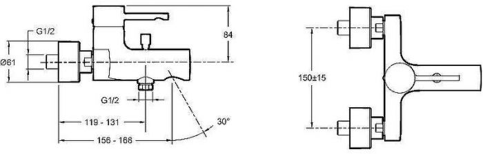 Смеситель для ванны Jacob Delafon Cuff E45532-CP Хром