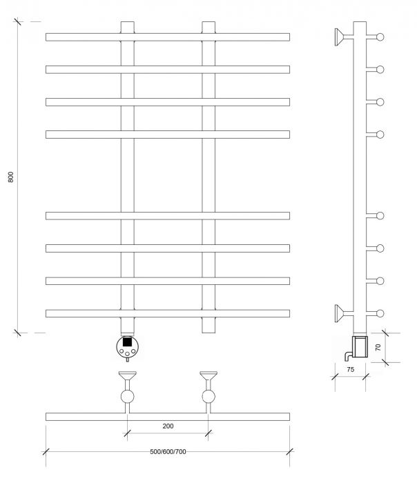 Полотенцесушитель электрический Secado Турин 4 80x20x60 белый матовый