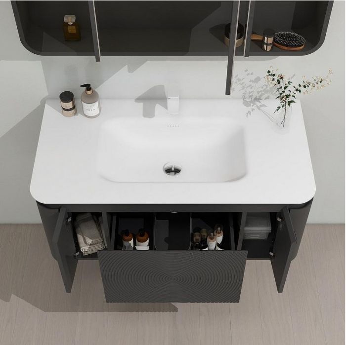 Тумба с раковиной Black&White Universe U930.1000 100 9301000 подвесная Sparkle Grey