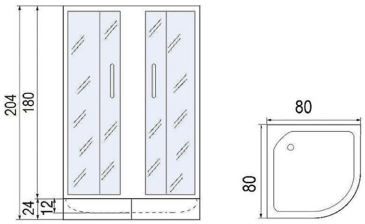 Душевой уголок Мономах ДУ 80x80 МЗ BL 10000008618 профиль Черный матовый стекло прозрачное с рисунком