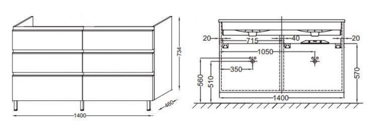 Тумба под раковину 140 см Jacob Delafon Vox EB2040-RA-G1C белый Тумба под раковину 140 см Jacob Delafon Vox EB2040-RA-G1C белый