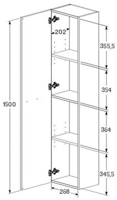 Шкаф пенал Roca Victoria 30 A857564402 подвесной Городской дуб