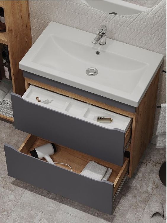 Тумба под раковину Vigo Wave 60 385 цвет Серый Дуб золотой