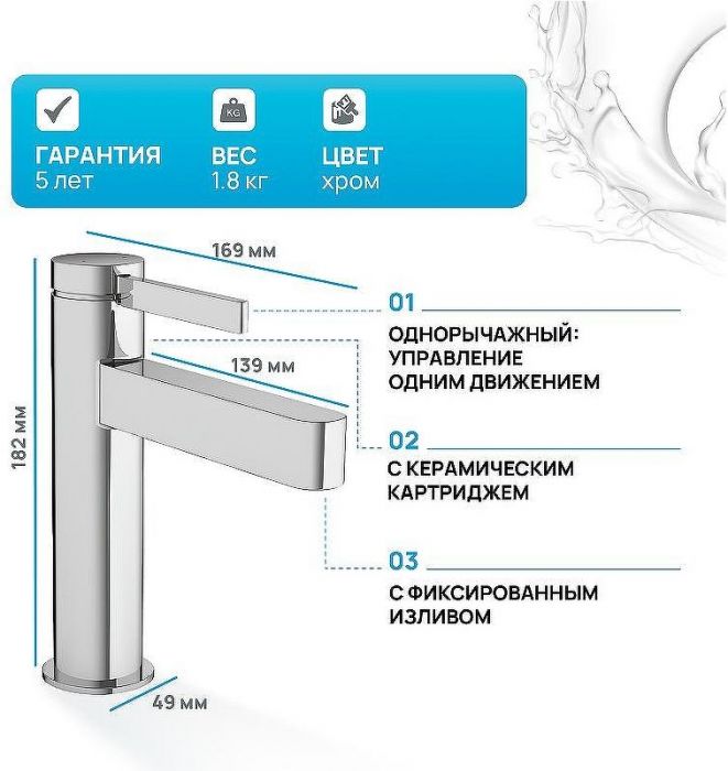 Смеситель для раковины Hansgrohe Finoris 76020000 Хром