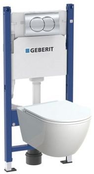 Комплект унитаза с инсталляцией Geberit Delta 458.149.21.S цвет Белый с сиденьем Микролифт и клавишей смыва цвет Хром