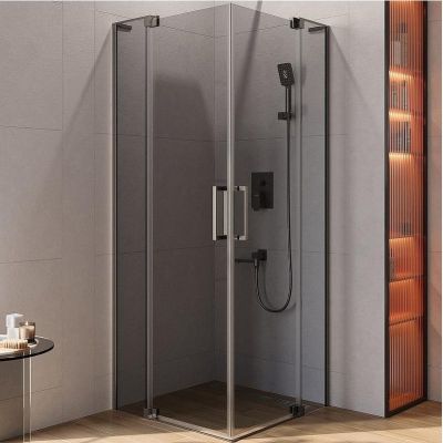 Душевой уголок Cezares Slider 80x80 SLIDER-A-2-70/80-GRIGIO-GM профиль Оружейная сталь стекло серое