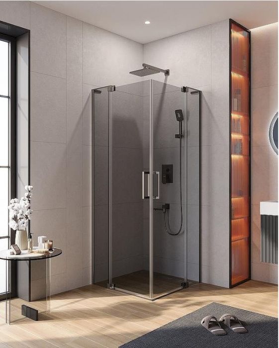 Душевой уголок Cezares Slider 80x80 SLIDER-A-2-70/80-GRIGIO-GM профиль Оружейная сталь стекло серое