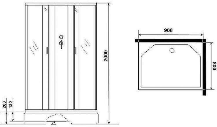 Душевая кабина Niagara Classic 90x80 NG-33984-14QBK без гидромассажа