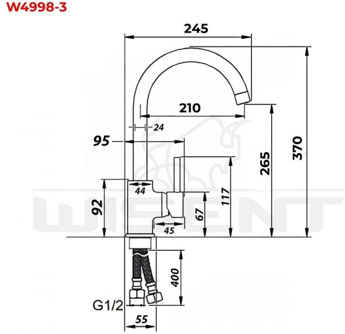 Смеситель для кухни Wisent W4998-3-22C цвет Черный