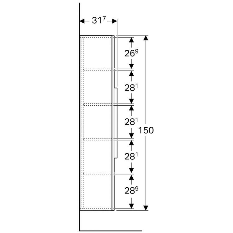 Шкафчик с зеркалом Geberit iCon, 36x31, темно-серый [841151000]