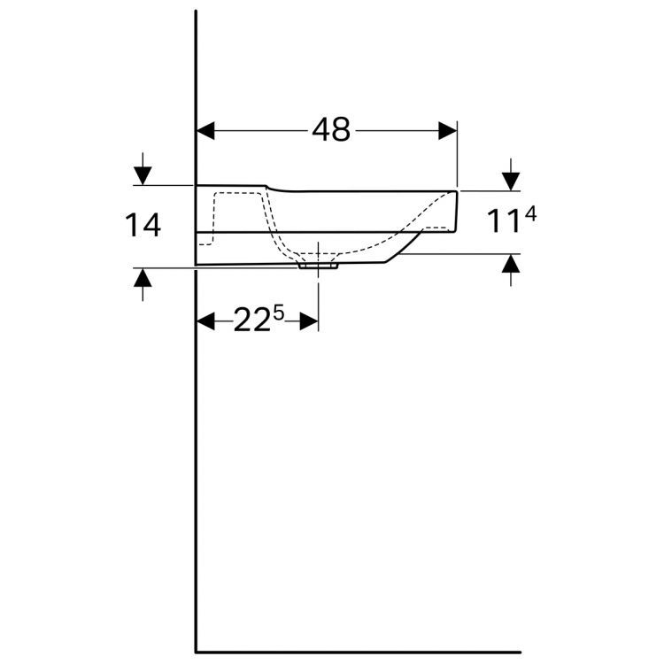 Раковина Geberit Xeno? без отверстия, без перелива 90х48 [500.532.01.1]