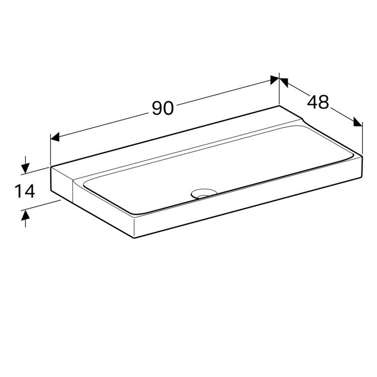 Раковина Geberit Xeno? без отверстия, без перелива 90х48 [500.532.01.1]