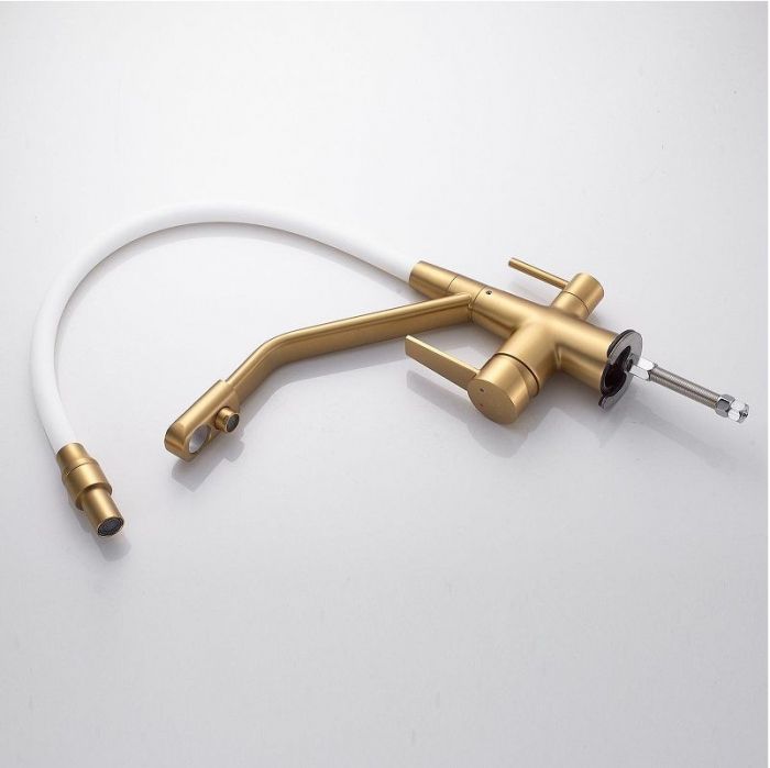 Смеситель для кухни Rose R558G цвет Золотой сатин Белый