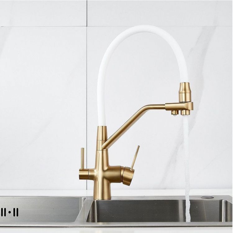 Смеситель для кухни Rose R558G цвет Золотой сатин Белый