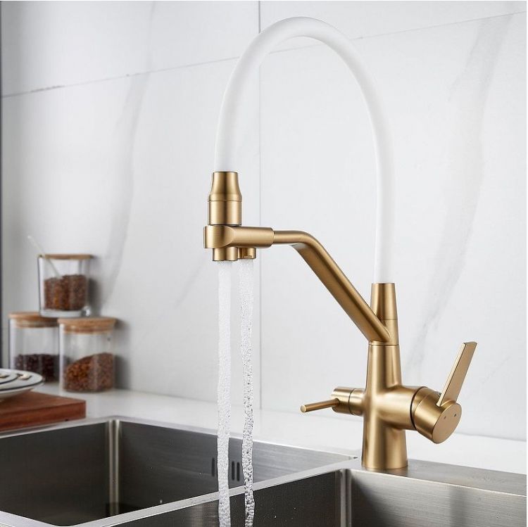 Смеситель для кухни Rose R558G цвет Золотой сатин Белый