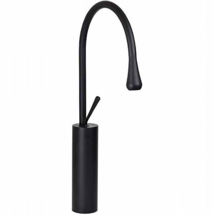 Комплект раковины-чаши Bronze de Luxe 50 1395 со смесителем Scandi 9015B Черная с золотым ободом