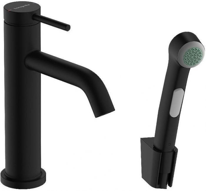 Смеситель для раковины Hansgrohe Tecturis S 73211670 с гигиеническим душем Черный матовый