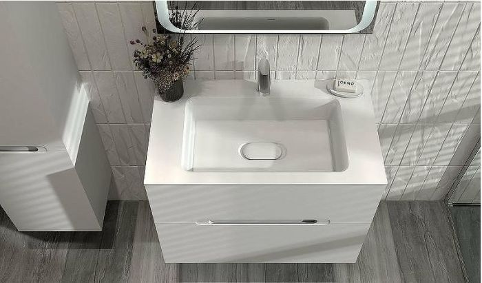 Тумба под раковину Jorno Modul 80 Mоl.01.77/P/W подвесная Белый глянец