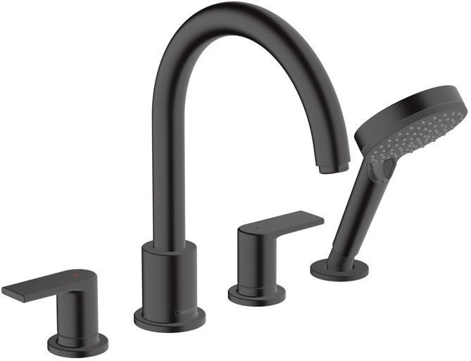 Hansgrohe Vernis Shap Смеситель на край ванны, на 4 отв, цвет: матовый черный