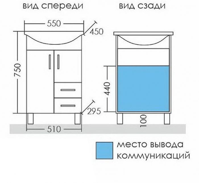 Тумба под раковину СанТа Стандарт 55 201088 Белая