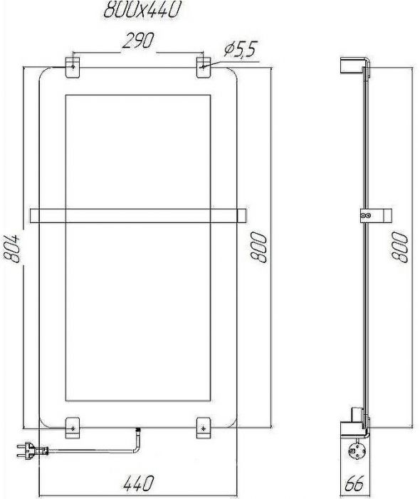 Электрический полотенцесушитель Allen Brau Infinity 44x80 8.21001.GL зеркальный