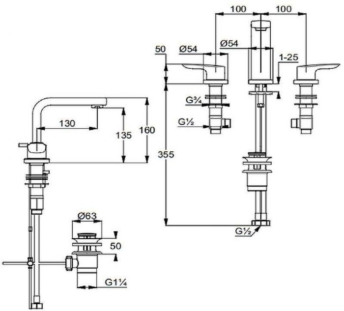 Смеситель для раковины Kludi Pure Solid 343940575 Хром