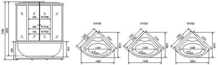 Душевой бокс Timo Lux 150x150 T-7755 с гидромассажем