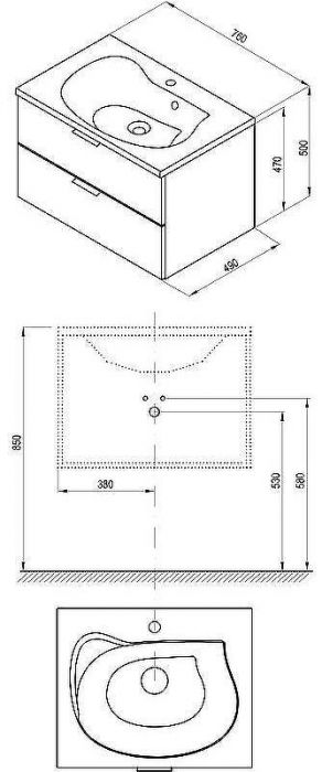 Тумба под раковину Ravak Rosa II 76 X000001495 подвесная Белая глянцевая