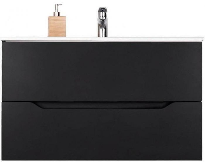Тумба с раковиной Orange Li-100Tub+Ra подвесная Черная матовая