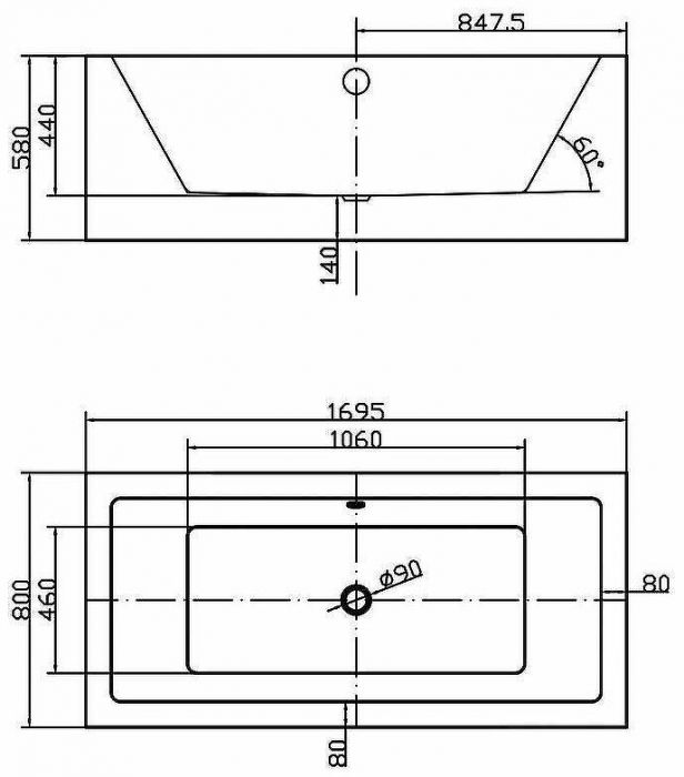 Акриловая ванна Swedbe Vita 170x80 8824 без гидромассажа