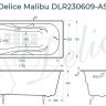 Чугунная ванна Delice Malibu 170х75 DLR230609-AS без отверстий под ручки с антискользящим покрытием