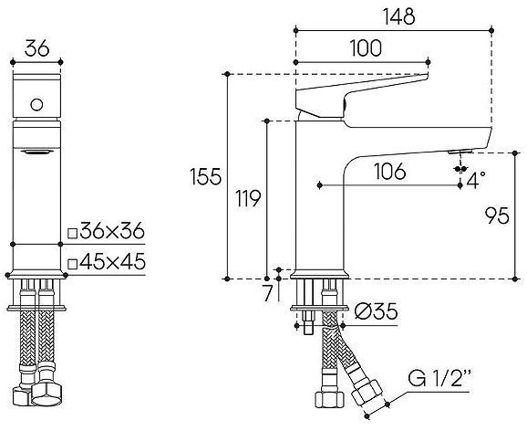 Смеситель для раковины Aqueduto Claro M CLA0245 цвет Оружейная сталь