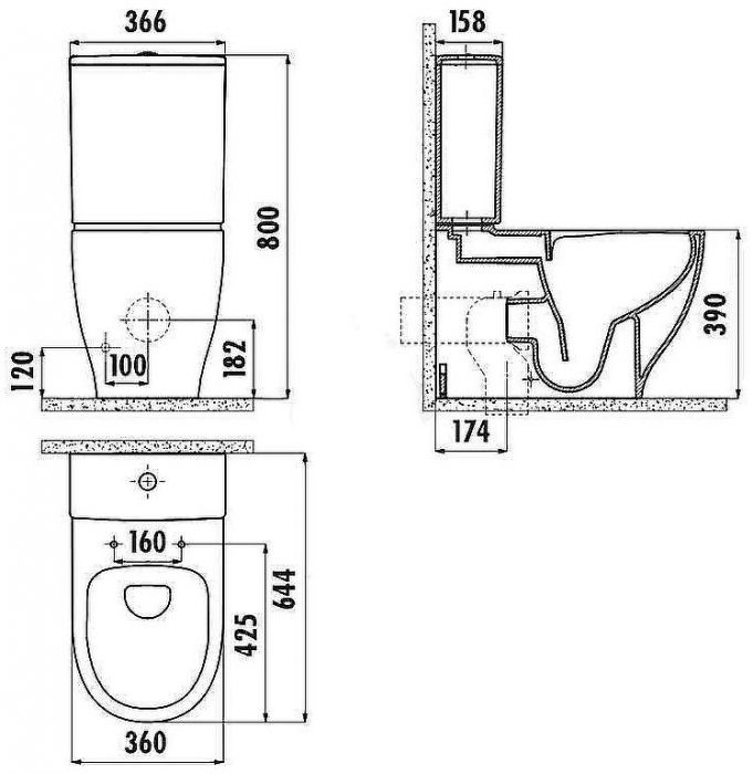 Унитаз биде Creavit Mare MA361-00CB00E-0000 Белый без бачка и сиденья