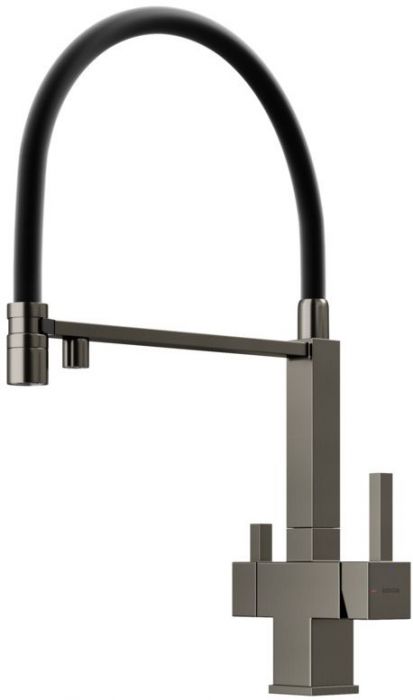 Смеситель для кухни Sancos Moro с гибким изливом, цвет вороненая сталь/черный, SC4006GG