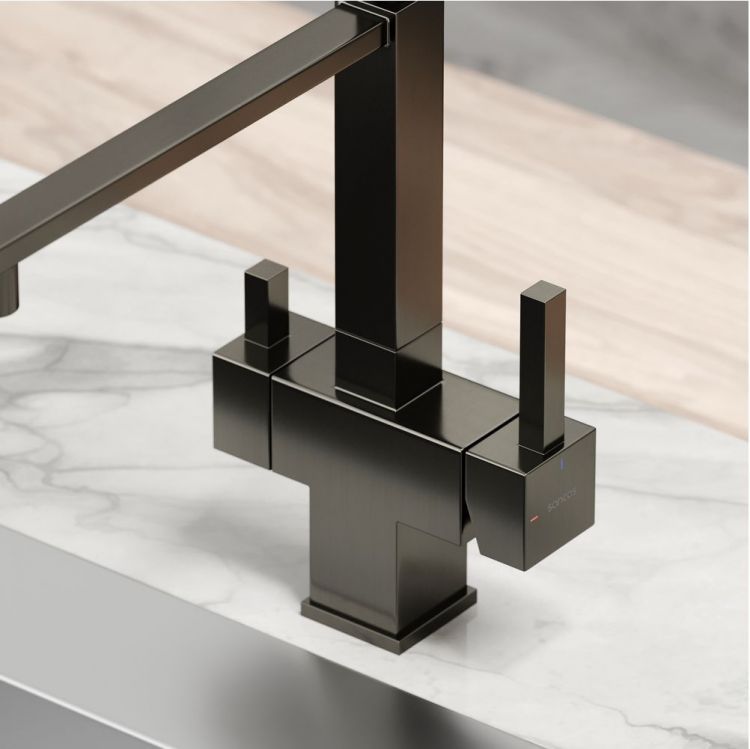 Смеситель для кухни Sancos Moro с гибким изливом, цвет вороненая сталь/черный, SC4006GG