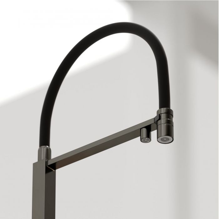 Смеситель для кухни Sancos Moro с гибким изливом, цвет вороненая сталь/черный, SC4006GG