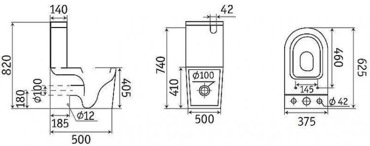 Унитаз компакт CeramaLux 2166MB Черный матовый с бачком и сиденьем Микролифт