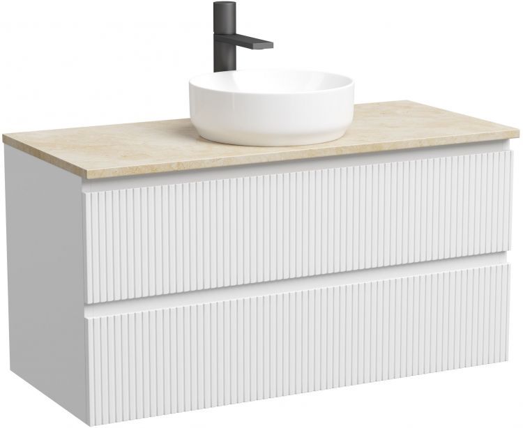 Тумба подвесная SANCOS Snob T, Bianco 995х445х500, под столешницу с отверстием под смеситель, цвет Kreman, SNT100W