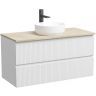 Тумба подвесная SANCOS Snob T, Bianco 995х445х500, под столешницу с отверстием под смеситель, цвет Kreman, SNT100W