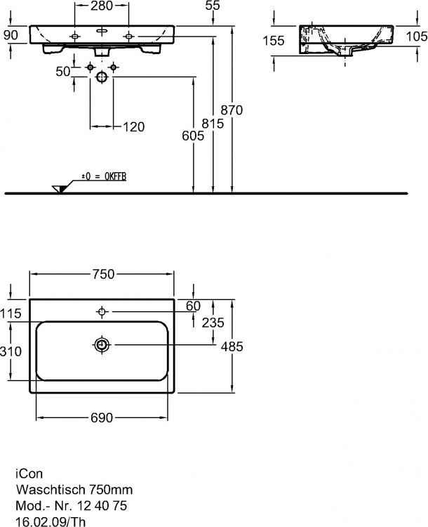 Раковина Keramag iCon, 124075000