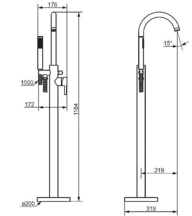 Смеситель для ванны Damixa Scandinavian Pure 365000300 Черный матовый