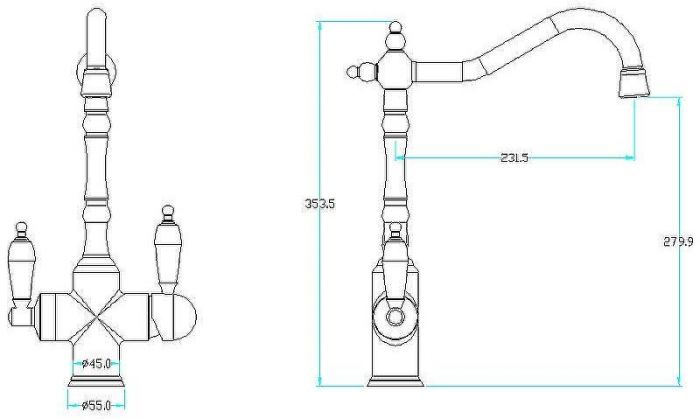 Смеситель для кухни Boheme Tradizionale Oro 112-BSW Золото