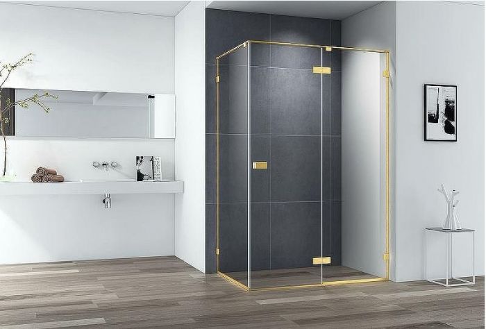Душевой уголок Cezares Bellagio 120x80 BELLAGIO-AH-1-120/80-C-BORO профиль Золото брашированное стекло прозрачное