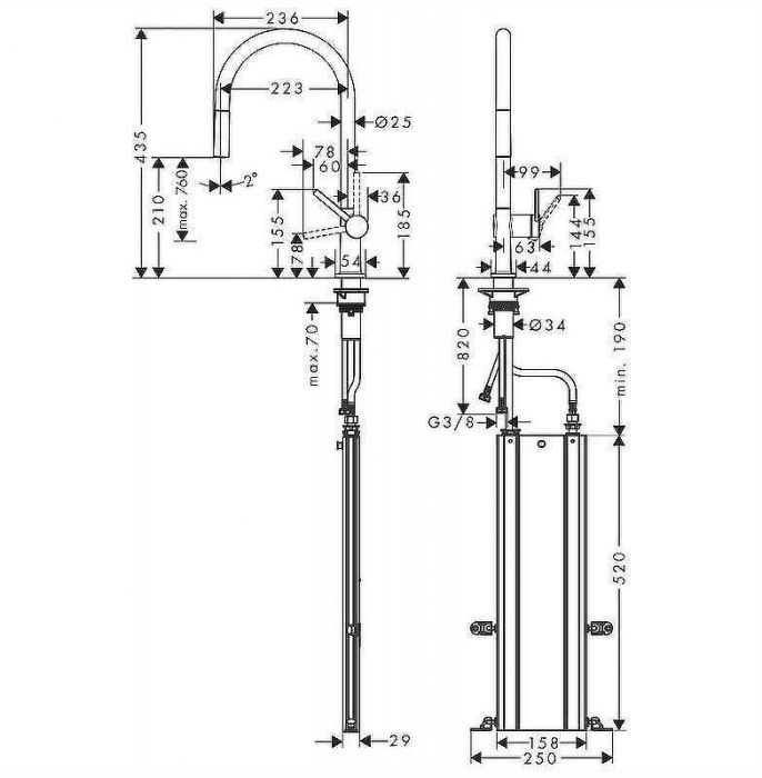 Смеситель для кухни Hansgrohe Talis M54 72801670 Черный матовый