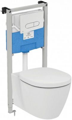 Комплект унитаза с инсталляцией Ideal Standard Connect P211601 с сиденьем Микролифт и клавишей смыва Хром
