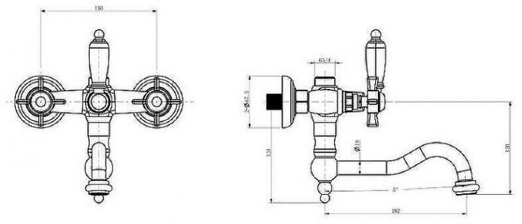 Смеситель для ванны Caprigo Bristol 21-518-crm Хром