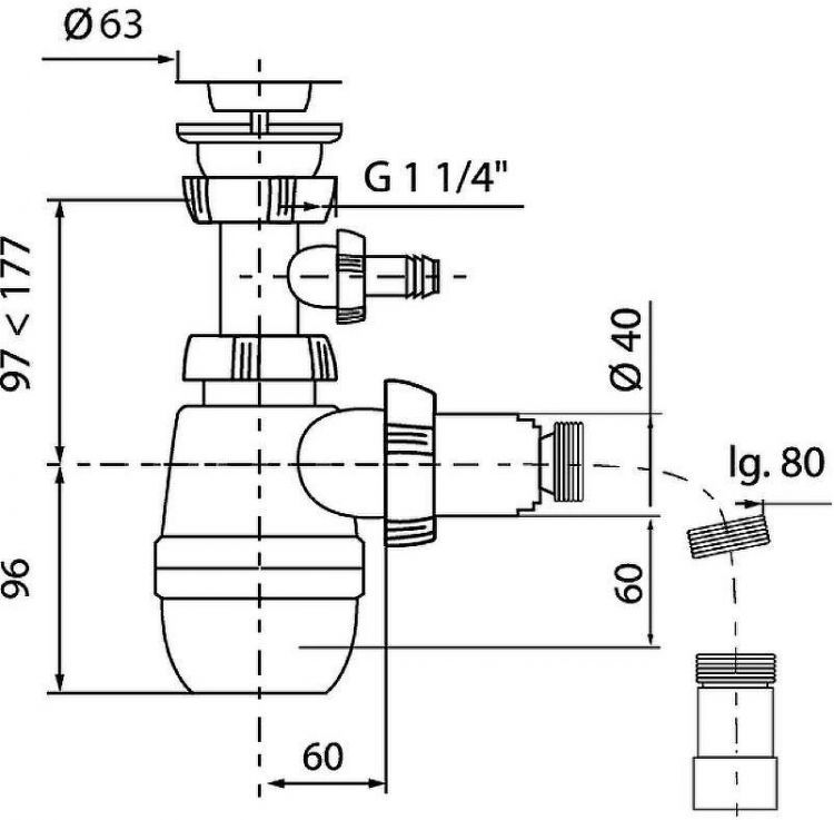 Сифон для раковины Wirquin Минор 30718052 Нержавеющая сталь